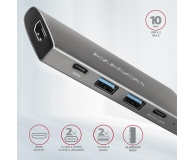 Axagon HMC-5G2, USB 10Gb/s hub, porty 2x USB-A 2x USB-C, HDMI 4k/60 - 1353436 - zdjęcie 3
